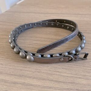 Dark Gray Metallic Studded Skinny Belt